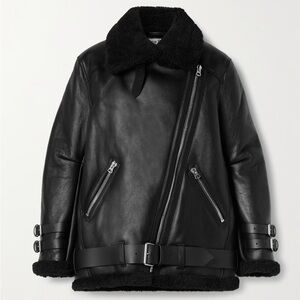 Acne Studios Velocite Leather-trimmed Shearling Biker Jacket
